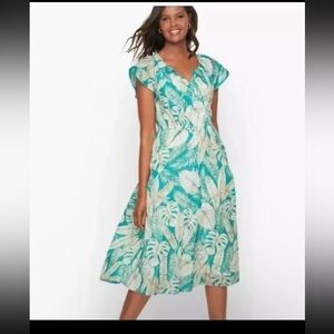 NWT Talbots Plus Women’s Floral Fit and‎ Flare Dress in Sketched Leaves Size 14W